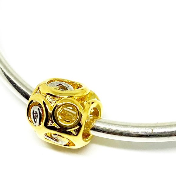FREE S/H Pugster Silver Plate and Gold Plate Filligree Design Bracelet Charm - Picture 1 of 3